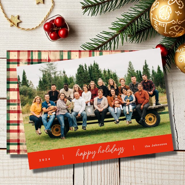 Modern, minimalistisk skript, röd jul julkort (Skapare uppladdad)