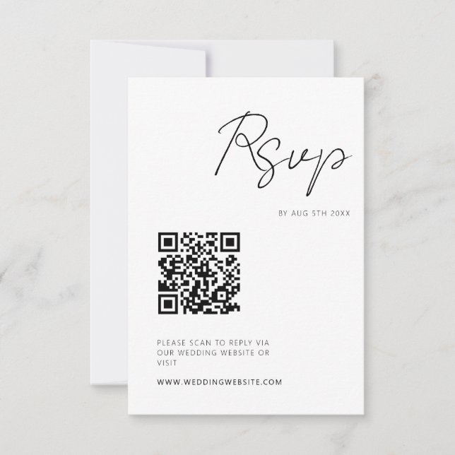 Modern minimalistisk skript RSVP QR-kod OSA Kort (Framsida)