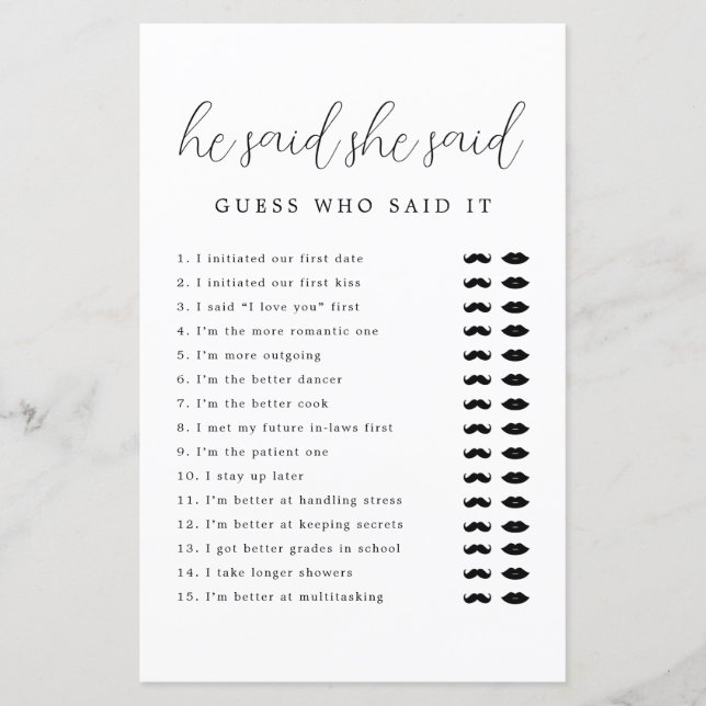 Modern, minimalistisk skript sa han att hon sa att (Framsida)