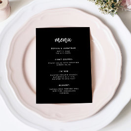 Modern, minimalistisk skript svart | BRÖLLOP Meny