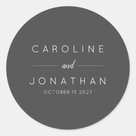 Modern minimalistisk skript, svart Personligt bröl Runt Klistermärke