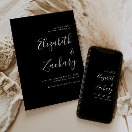 Modern, minimalistisk skript, svart vit Spara datu Meddelande