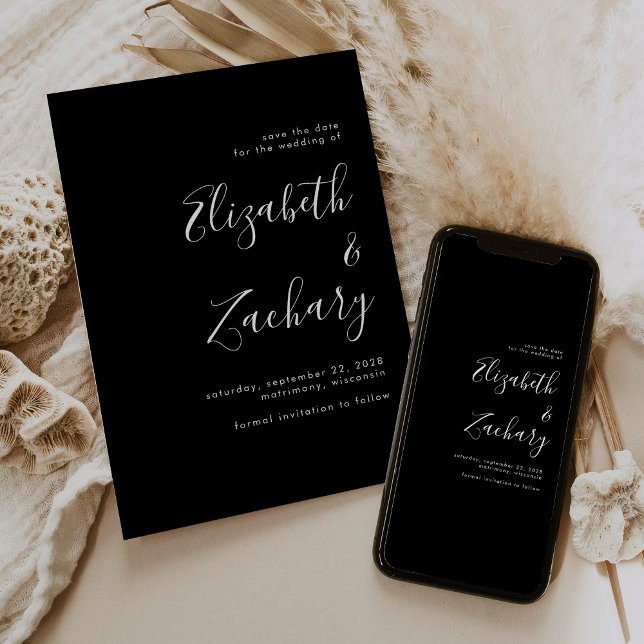 Modern, minimalistisk skript, svart vit Spara datu Meddelande (Skapare uppladdad)