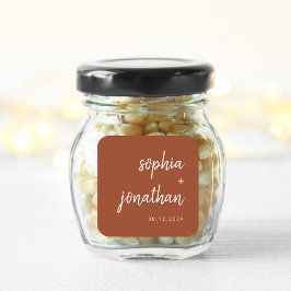 Modern minimalistisk skript Terracotta | BRÖLLOP Fyrkantigt Klistermärke