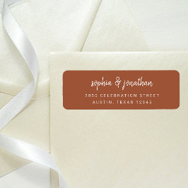 Modern minimalistisk skript Terracotta | BRÖLLOP Returadress Etikett