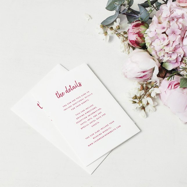 Modern, minimalistisk skript | Uppgifter om Bröllo Tilläggskort (Skapare uppladdad)
