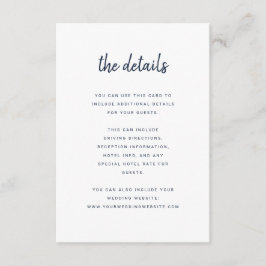 Modern, minimalistisk skript vit och marin | Infor Tilläggskort