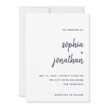 Modern, minimalistisk skript | Vita och marinerade