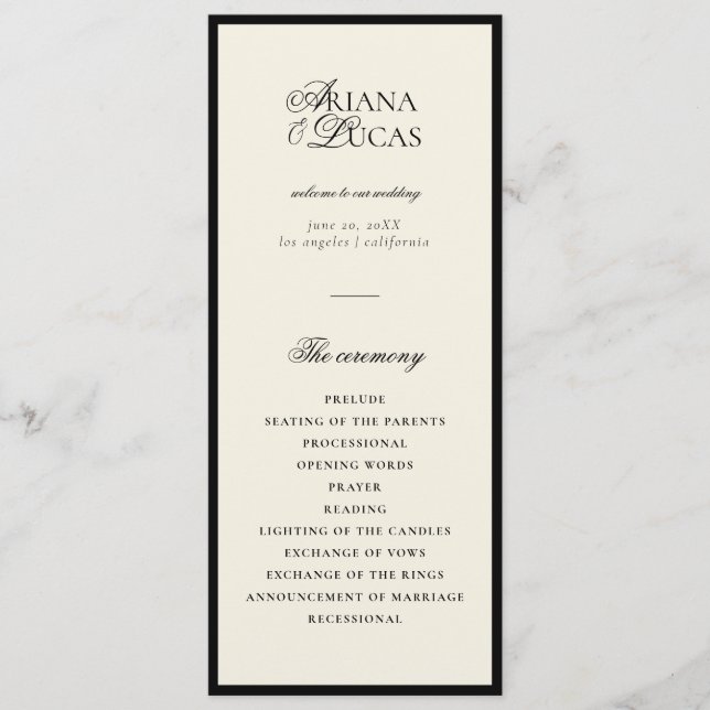 Modern, minimalistisk skriptmonogram - platt progr program (Framsida)