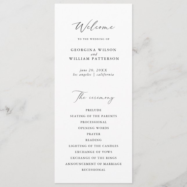 Modern, minimalistisk skriptmonogram - platt progr program (Framsida)