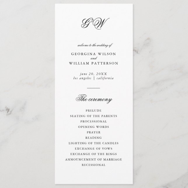 Modern, minimalistisk skriptmonogram - platt progr program (Framsida)