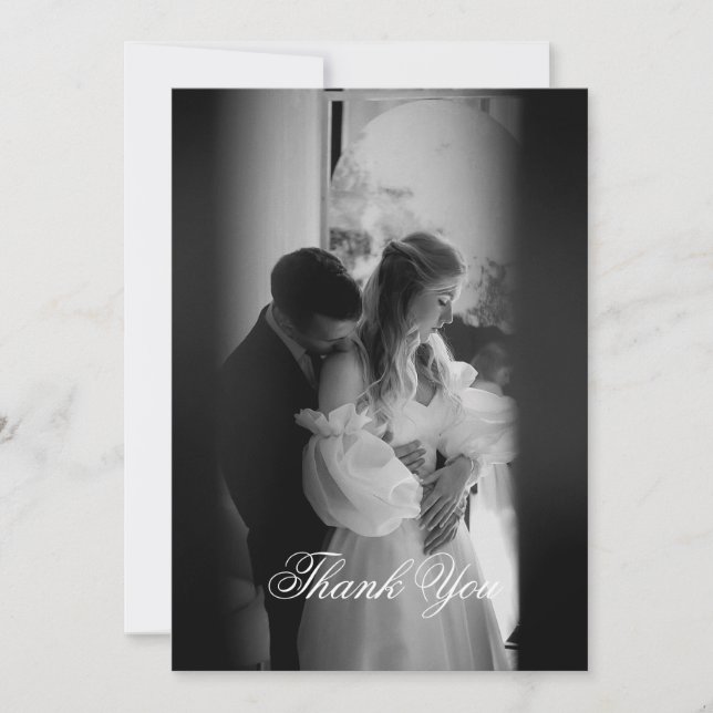 Modern Minimalistisk skriptmonogram Tack Kort (Framsida)