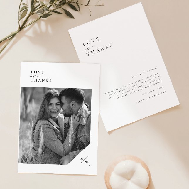 Modern Minimalistisk skripttypografi - foto Bröllo Tack Kort (Skapare uppladdad)