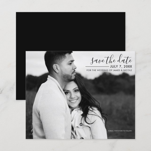 Modern Minimalistisk Snygg Bild Foto Spara Datumet (Fram/baksida)