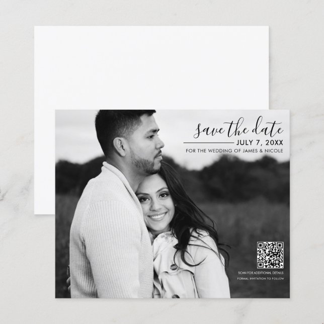 Modern Minimalistisk Snygg Bild Foto Spara Datumet (Fram/baksida)