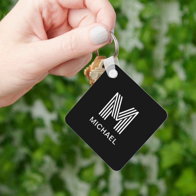 Modern Minimalistisk Snyggt i Monogram, svart och  Nyckelring (Hand)