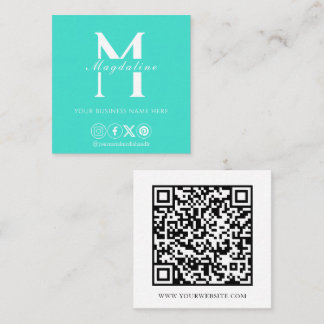 Modern minimalistisk Social-mediekod för QR-turkos Fyrkantigt Visitkort