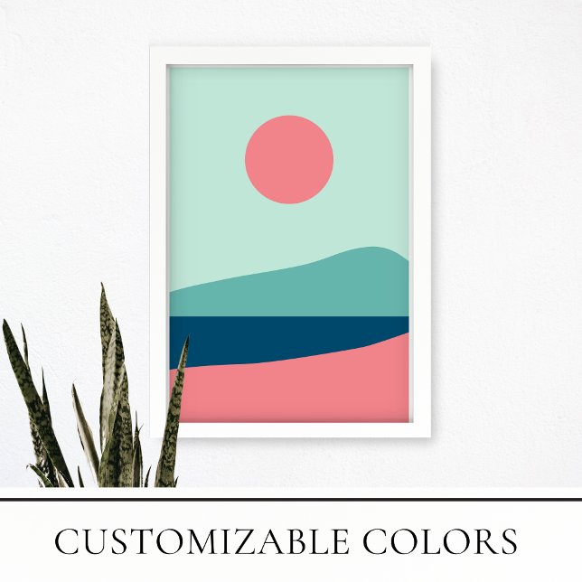 Modern minimalistisk Sol och havslandskap Poster (Skapare uppladdad)