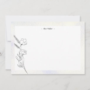 modern minimalistisk stencil-blommigt anteckningskort