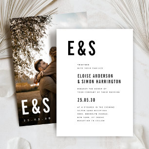 Modern minimalistisk stor, fetstialistisk monogram inbjudningar