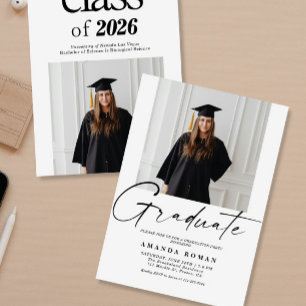 Modern minimalistisk Studentfest av foto Inbjudningar