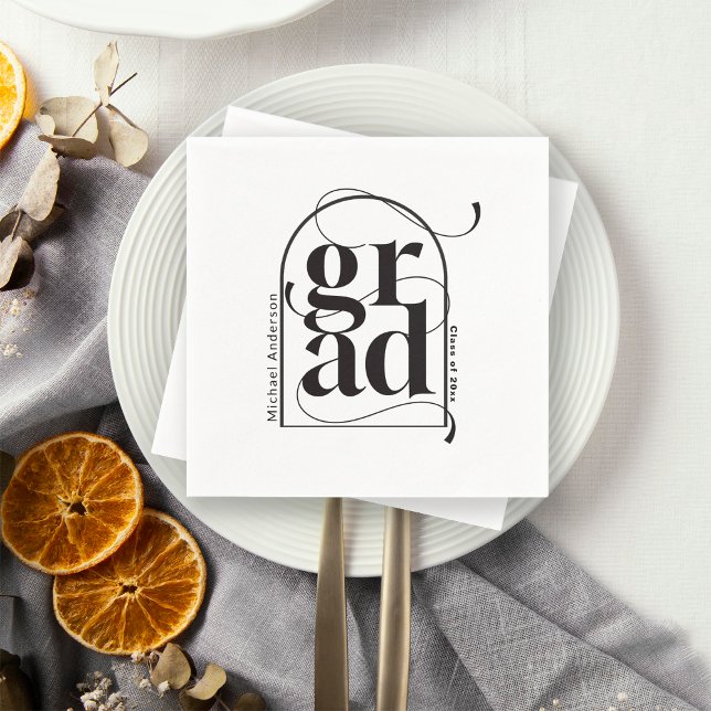 Modern minimalistisk svart Arch fet Studenten Pappersservett (Skapare uppladdad)