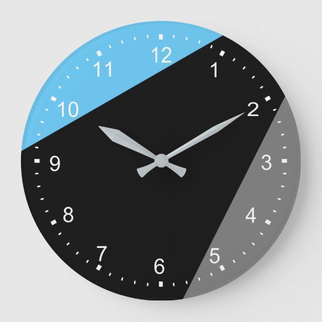 Modern minimalistisk svart, blå Grått-svart lås Stor Klocka (Framsida)