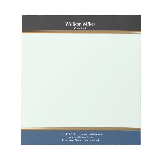 Modern minimalistisk svart blå Rand Anteckningsblock (Framsida)