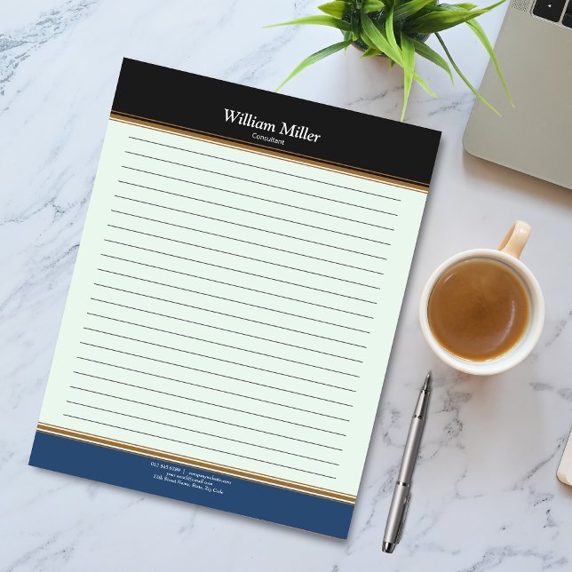 Modern minimalistisk svart blå Rand-låst Anteckningsblock (Skapare uppladdad)