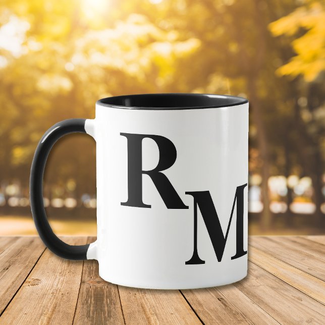 Modern minimalistisk svart Brev Monogram Mugg (Skapare uppladdad)