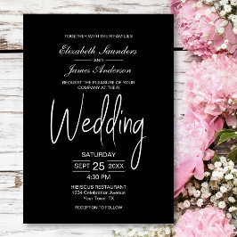 Modern minimalistisk svart Bröllop Inbjudningar