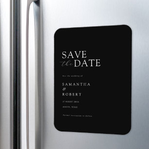 Modern minimalistisk svart Bröllop spara datum Magnet