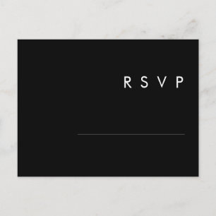Modern Minimalistisk Svart Bröllops-RSVP Postkor Vykort