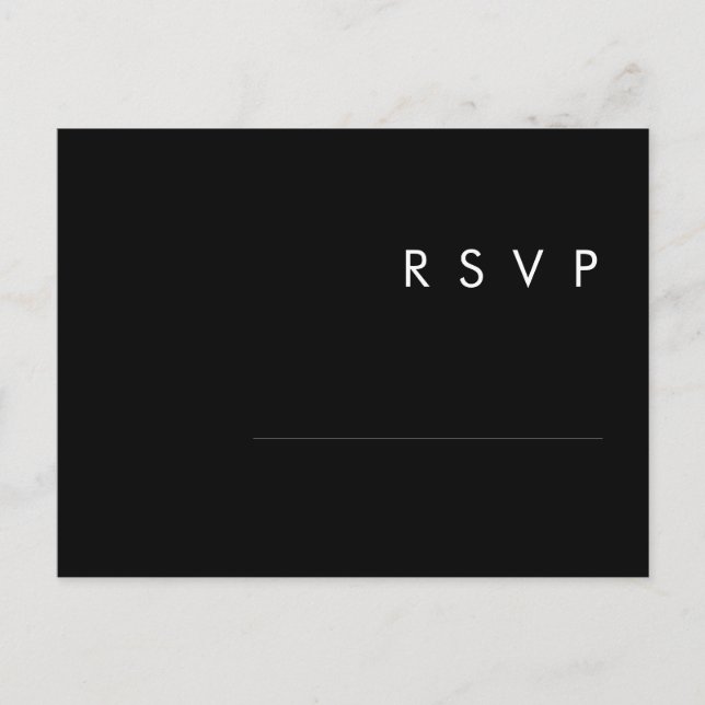 Modern Minimalistisk | Svart Bröllops-RSVP Postkor Vykort (Framsida)
