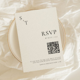 Modern minimalistisk svart & Ecru Monogram Bröllop OSA Kort