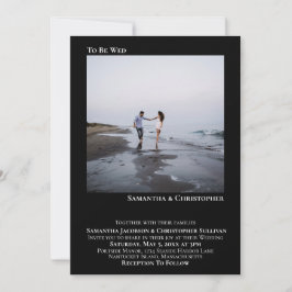 Modern minimalistisk svart, enkelt foto Bröllop Inbjudningar