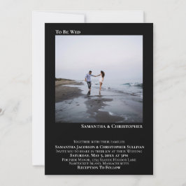 Modern minimalistisk svart, enkelt foto Bröllop Inbjudningar