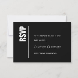 Modern minimalistisk svart, fet Bröllop OSA Kort