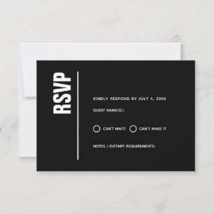 Modern minimalistisk svart, fet Bröllop OSA Kort