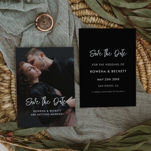 Modern minimalistisk svart foto spara datumet (Skapare uppladdad)