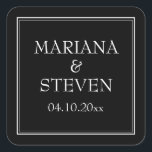 Modern minimalistisk svart fyrkantigt klistermärke<br><div class="desc">Moderna bröllopsklippare för favoriter för din bröllopsmottagning,  repetitionsmiddag och möhippa i gräns-minimalistiska svarta temat,  barware.</div>