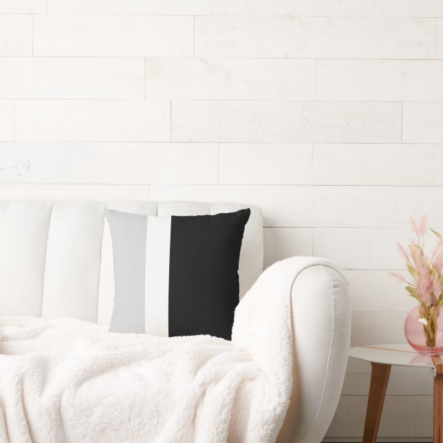 Modern minimalistisk svart, Grått och vitt Rand Kudde (Soffa)