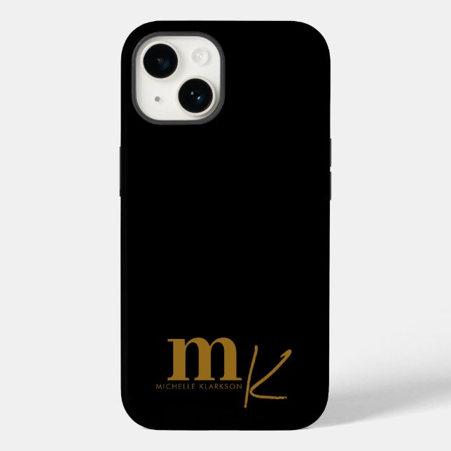 Modern minimalistisk svart Guld-monogram (Baksida)