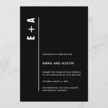 Modern minimalistisk svart Initialer Bröllop