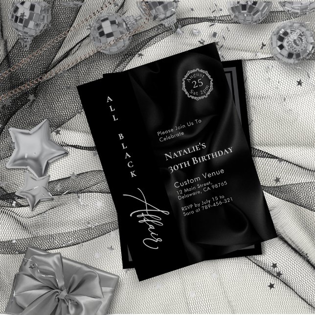 Modern minimalistisk svart klänning formell tillst inbjudningar (Modern Minimalist All Black Attire Formal Affair Invitation)