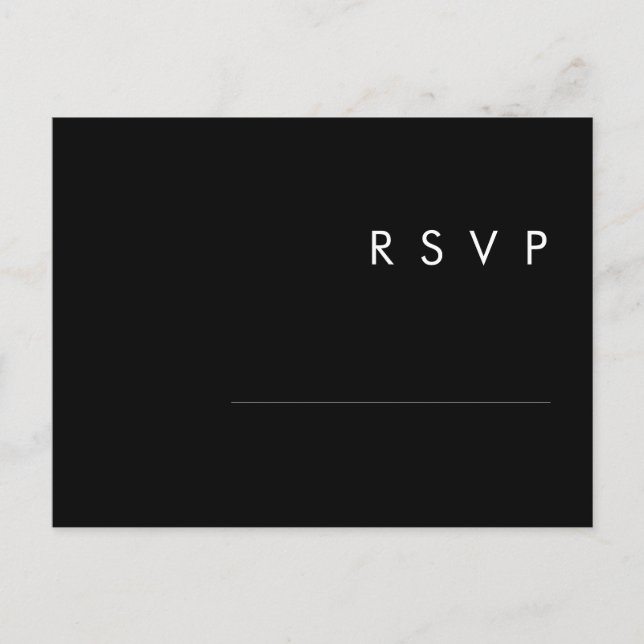 Modern Minimalistisk Svart Låtförfrågan RSVP Postk Vykort (Framsida)