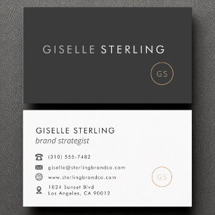Modern Minimalistisk svart monogram lyx Visitkort