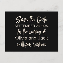 Modern minimalistisk svart och Cream Spara datum Vykort