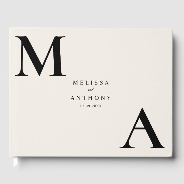 Modern minimalistisk svart och europeisk Bröllop Gästböcker (Framsida)