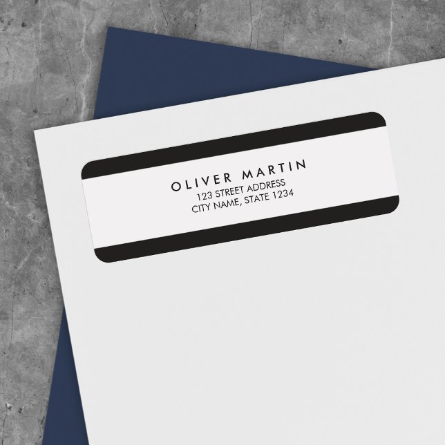 Modern minimalistisk svart- och Grått-Adressetiket Returadress Etikett (Skapare uppladdad)